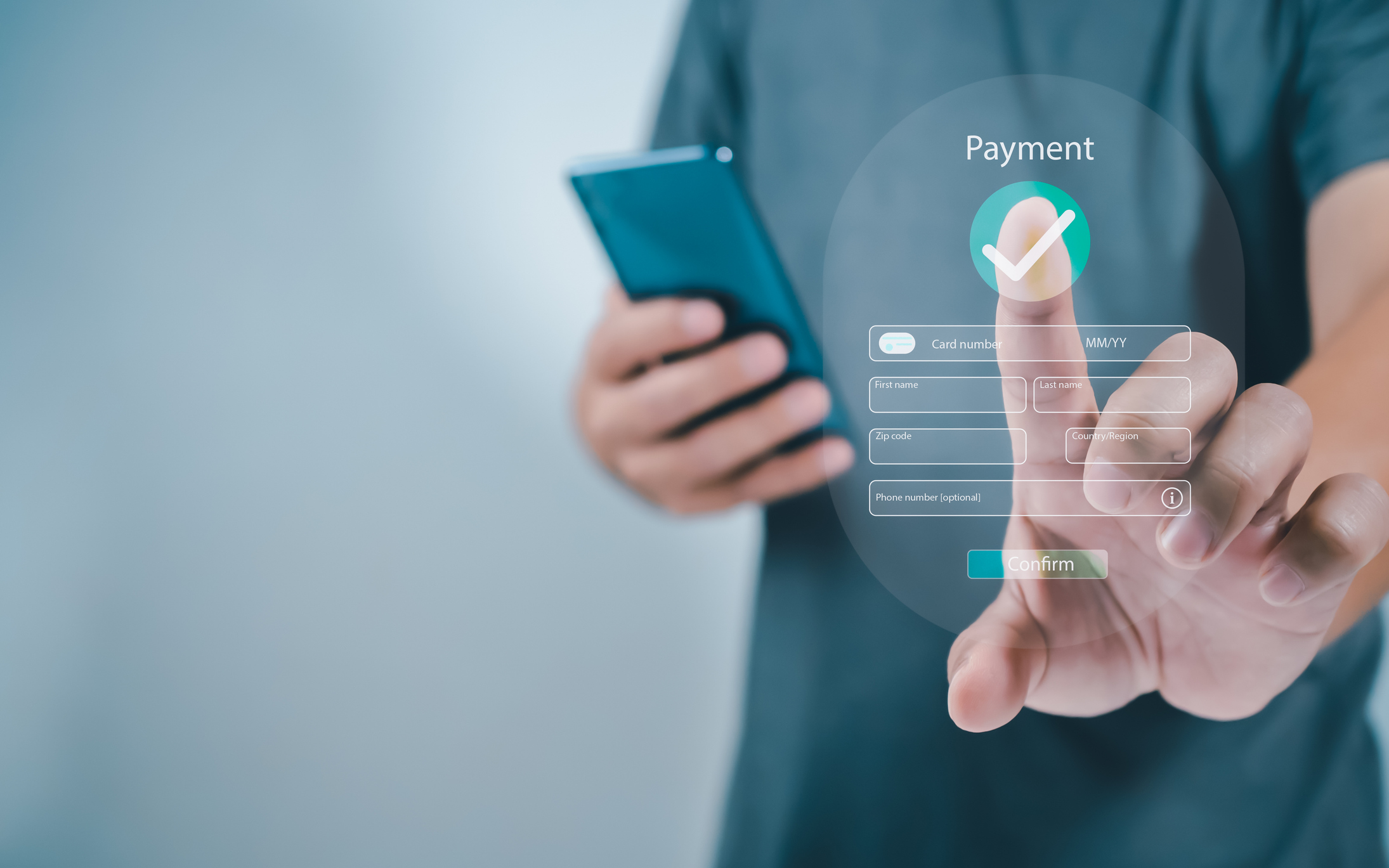Virtual payment terminal interface on tablet