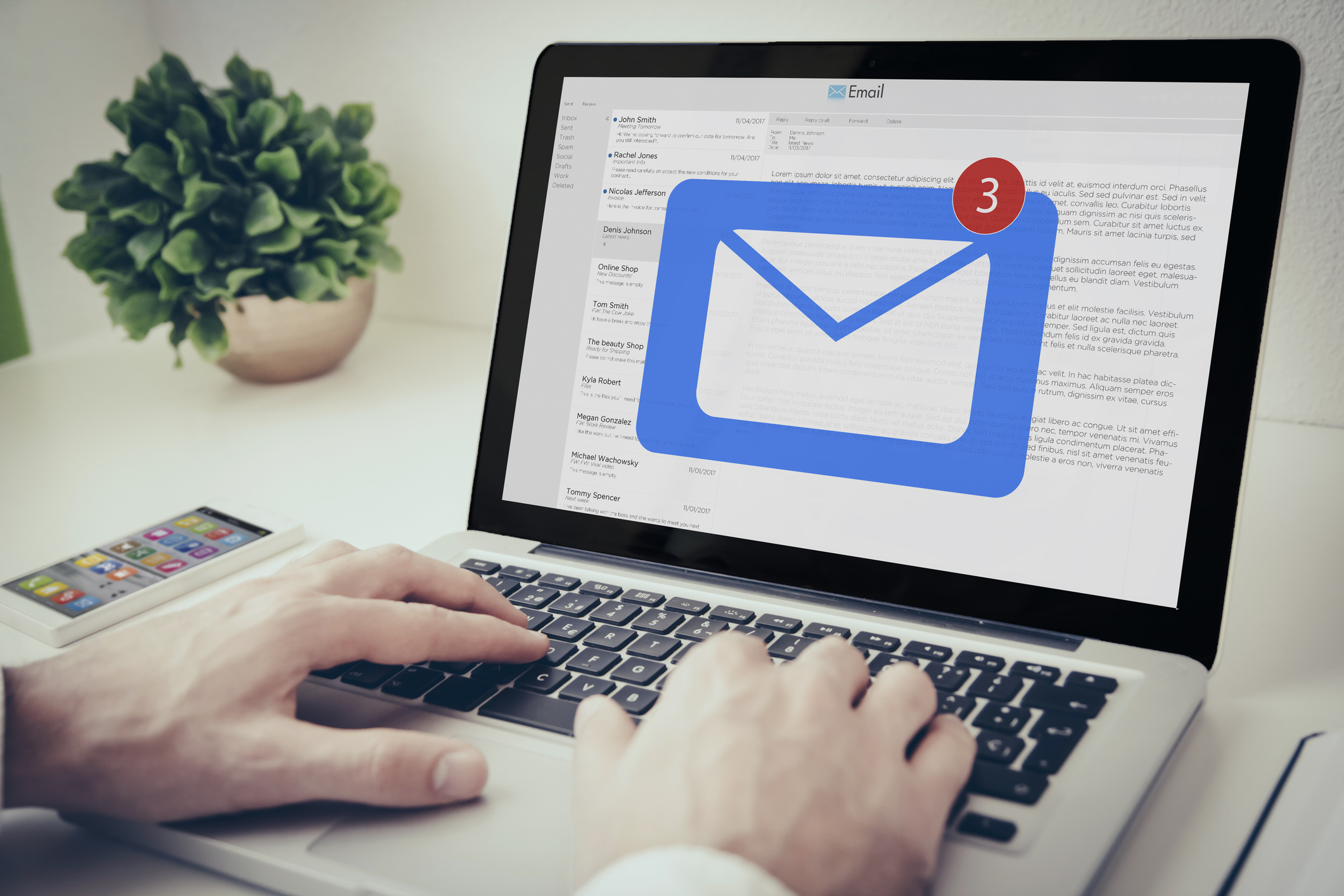 Digital invoice interface on laptop